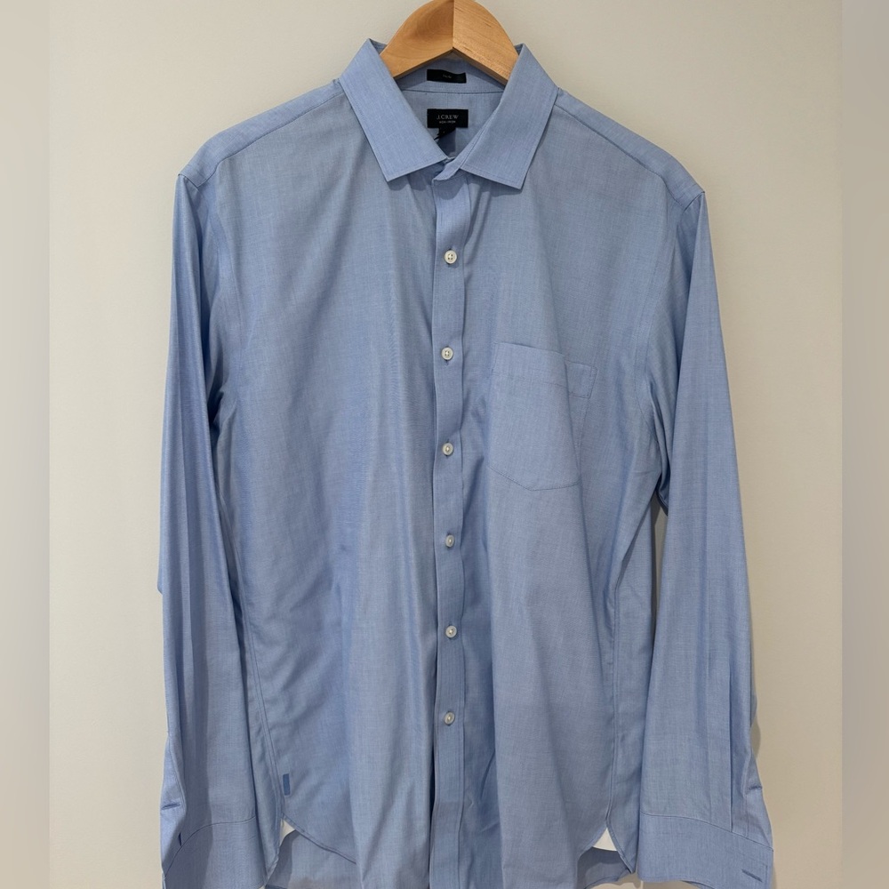 J. Crew non iron slim dress shirt blue size large 16 neck